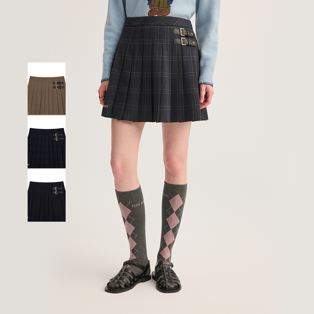 TeenieWeenie小熊半身裙25时尚优雅高腰A字百褶短裙女TTWH254901P