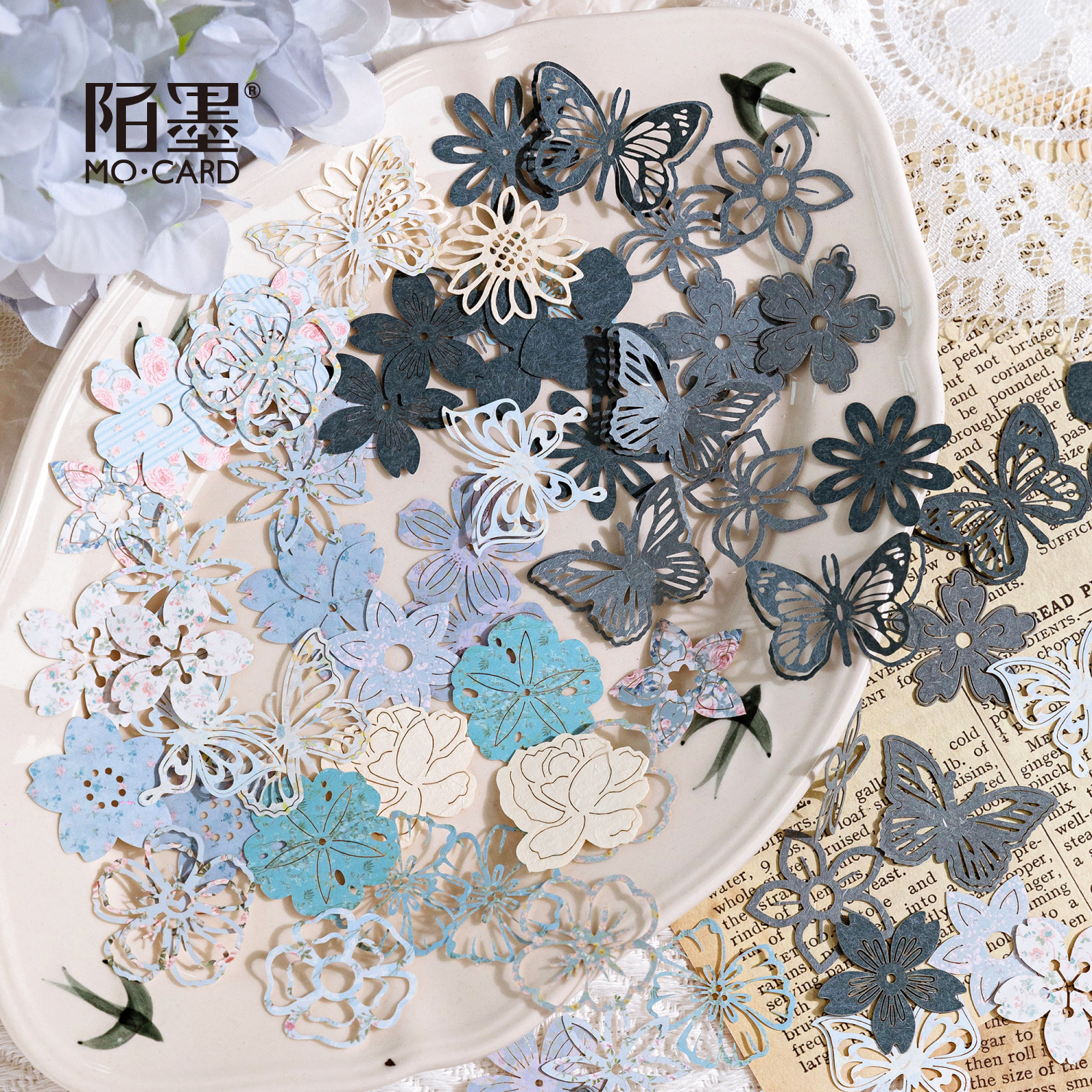  邂逅花园系列复古压花花卉镂空材料 DIY蝴蝶手帐diy拼贴素材装饰