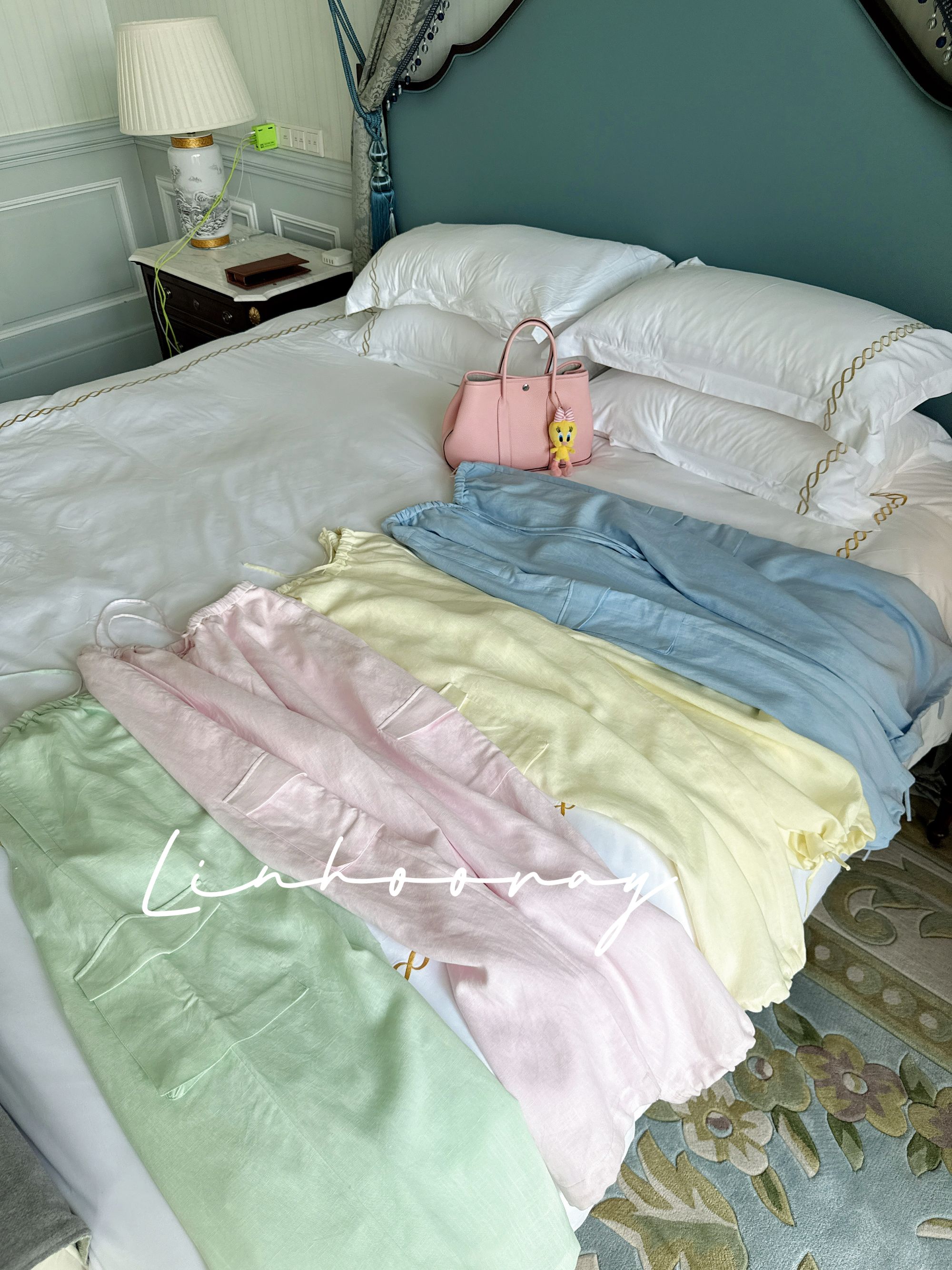 【sKycaptian】高定版开发天丝亚麻多巴胺糖果工装阔腿裤#SK026140