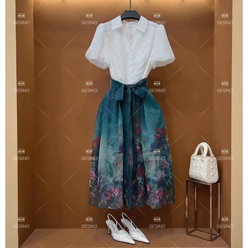 【悠悠】春夏丨设计师轻奢法式印花女士连衣裙 CX-2024632