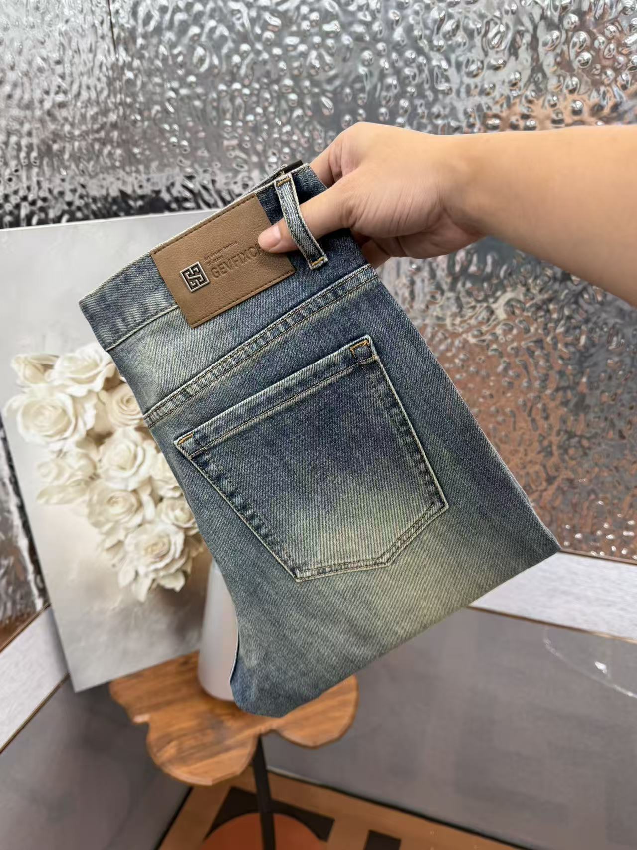 【四季款】2025新品银河蓝弹力男牛仔轻奢修身直筒时尚休闲男牛仔裤