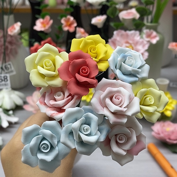 陶瓷陶瓷材料10朵素烧