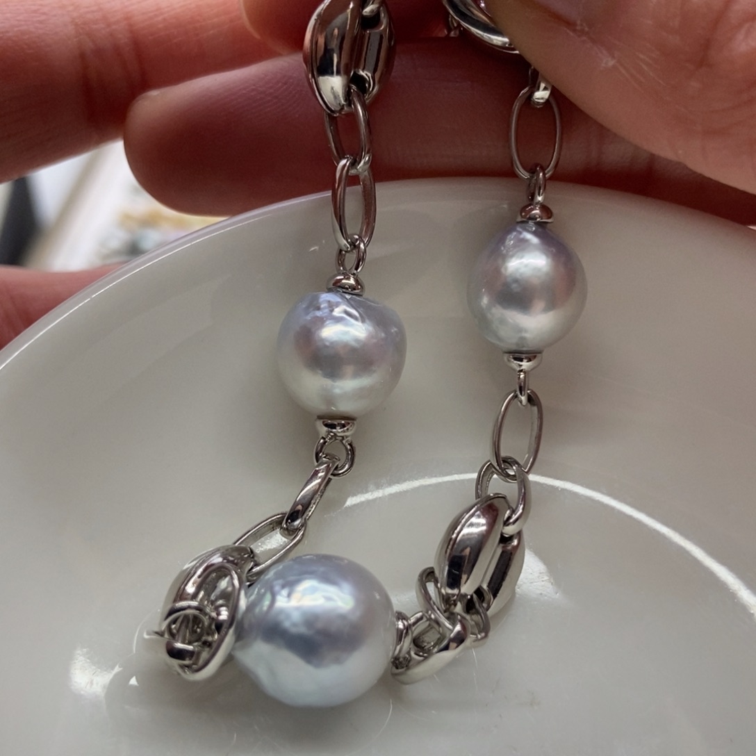 海水珍珠手链银S925镶嵌