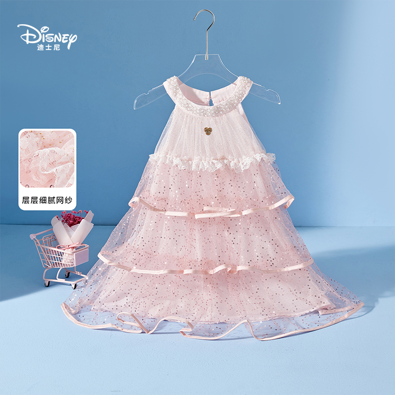Disney/迪士尼女夏季公主裙蛋糕裙连衣裙2026年童装纱裙时尚夏装