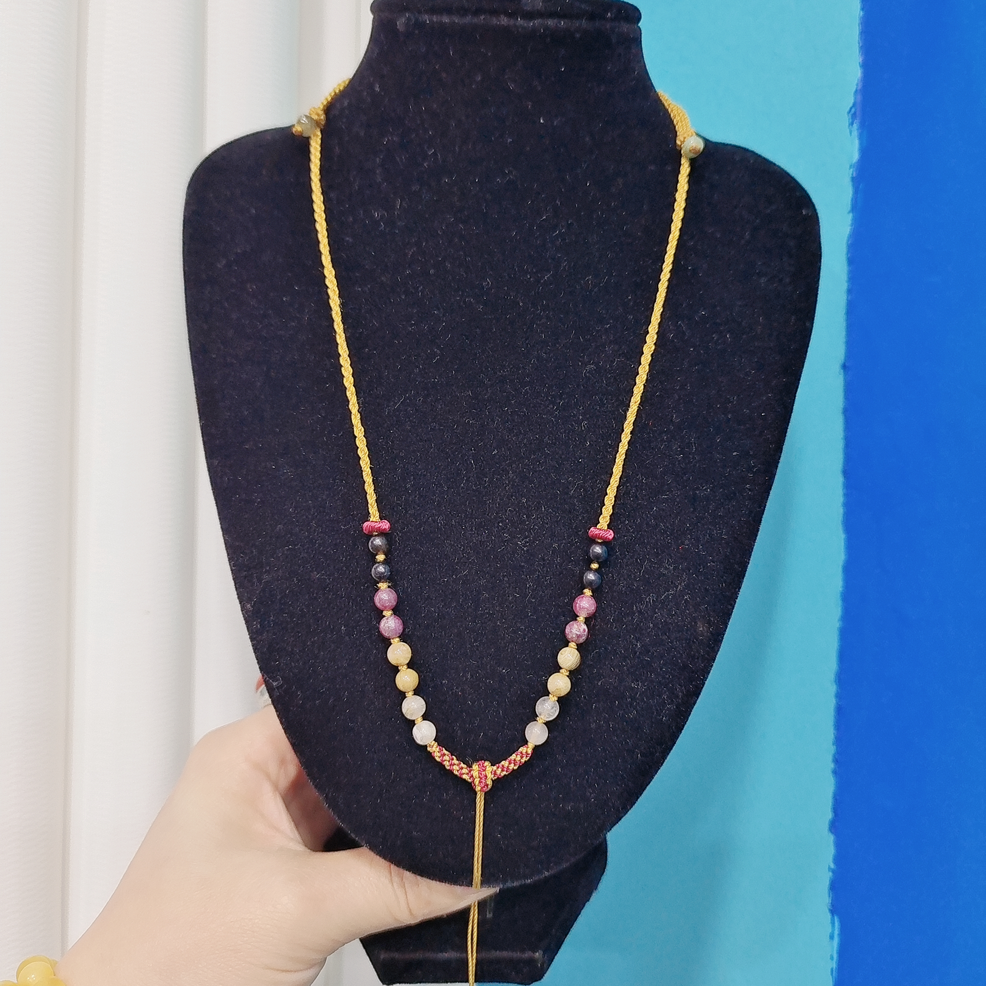 手工编织玉挂绳黄金吊坠挂绳