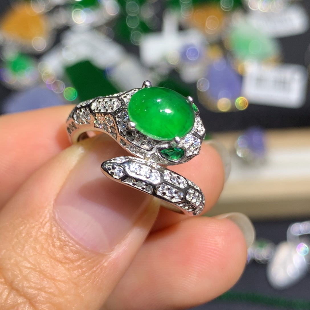 翡翠戒指银S925镶嵌8、