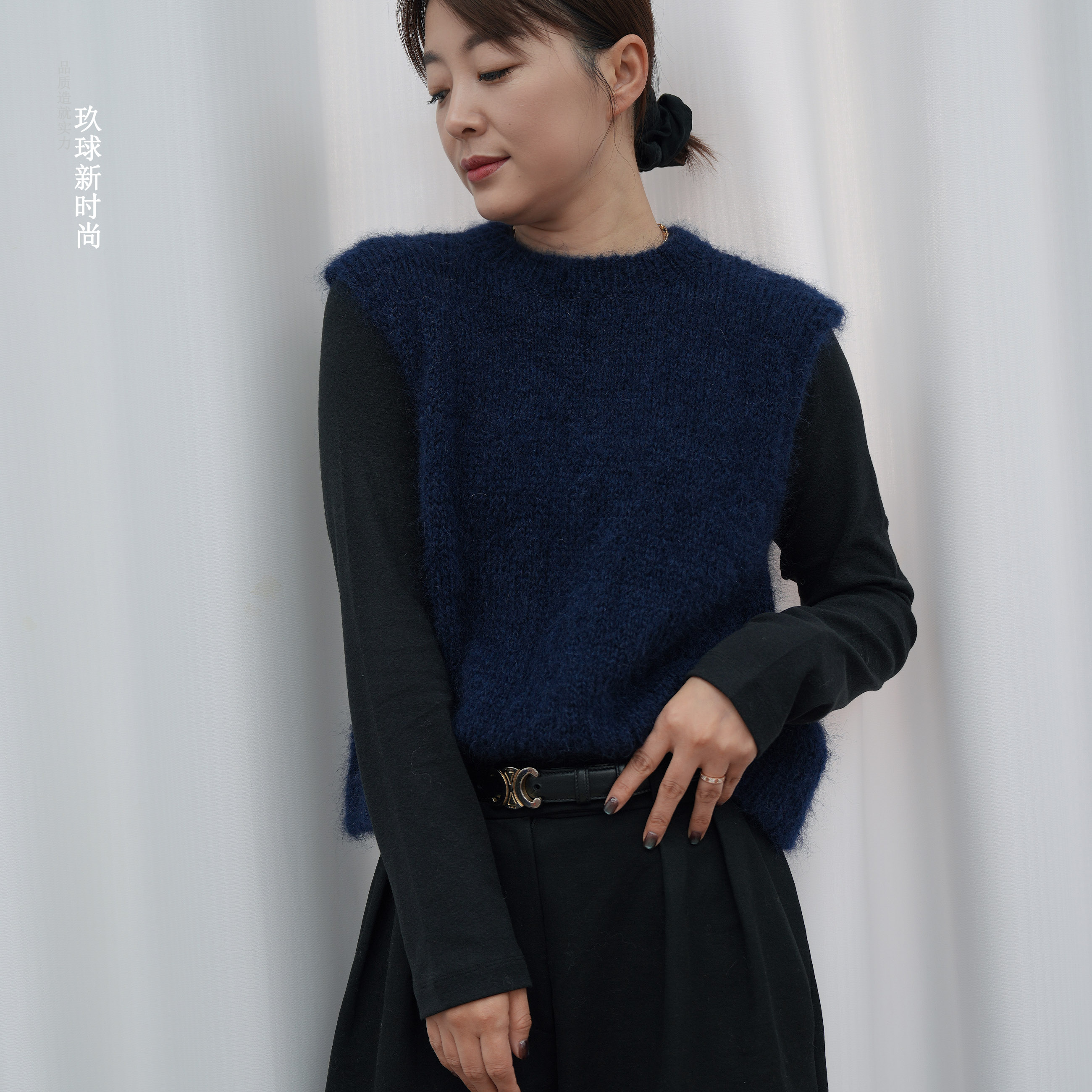 织高品羊驼毛圆领马甲男女同款毛线一两（50克）玖球新时尚手编毛线