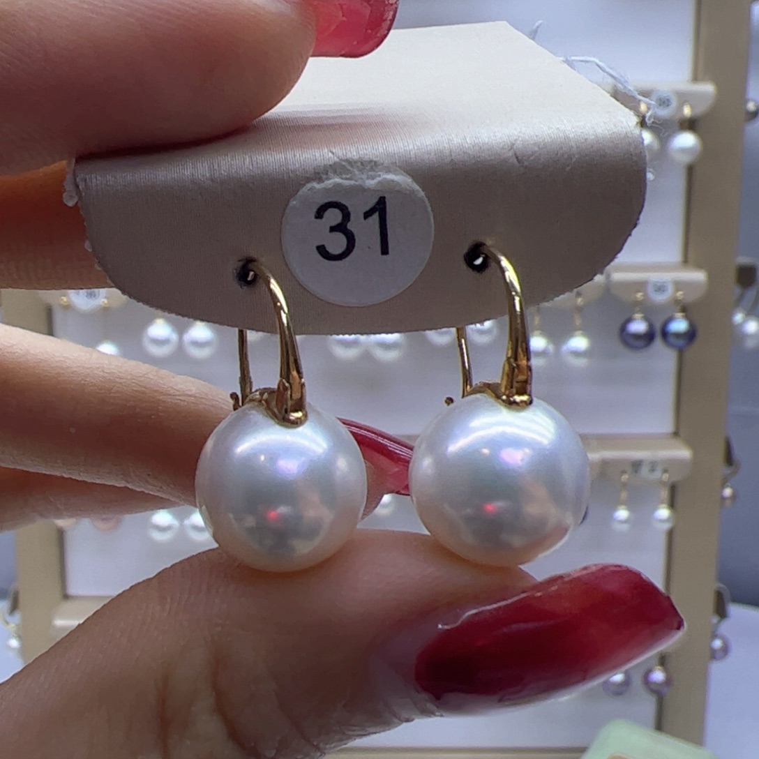 淡水珍珠耳饰18K金镶嵌