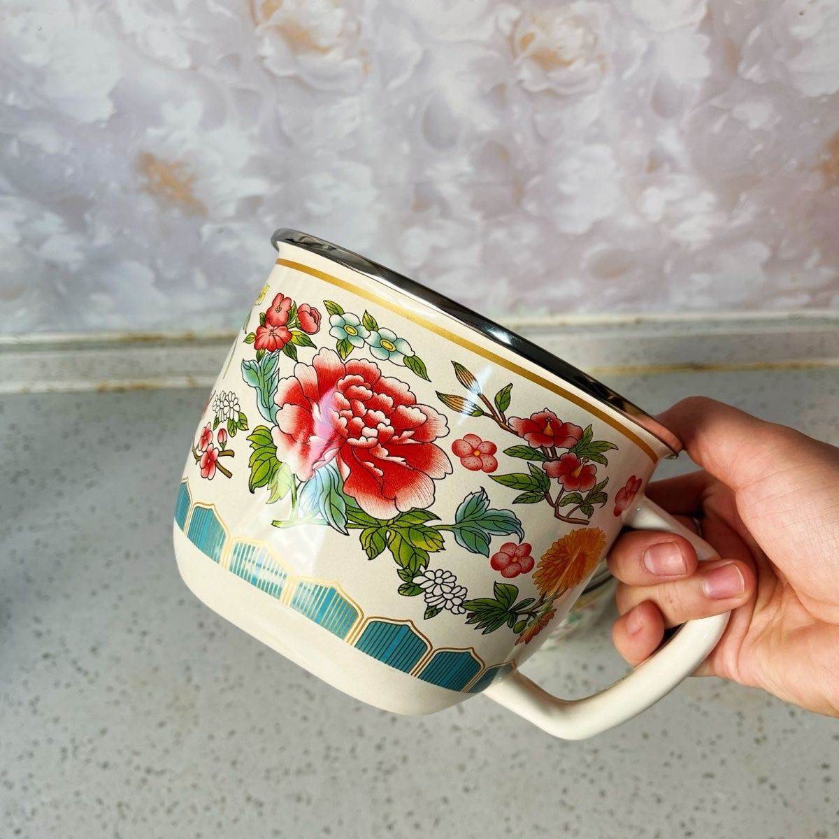 【15公分加大豆浆杯】富贵牡丹花色