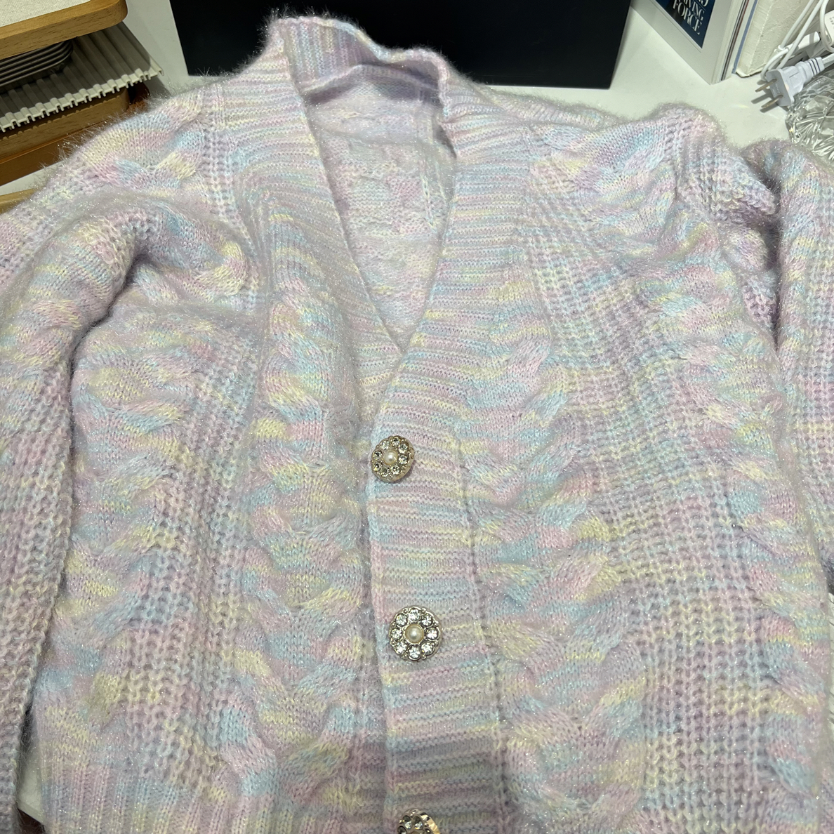 新款紫色温柔系软糯针织显瘦开衫上衣