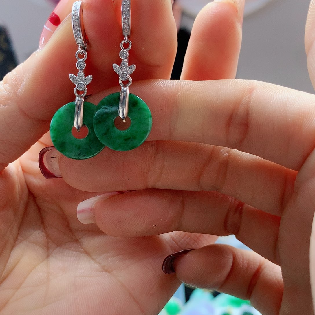 【闪购商品】翡翠耳饰银S925镶嵌，