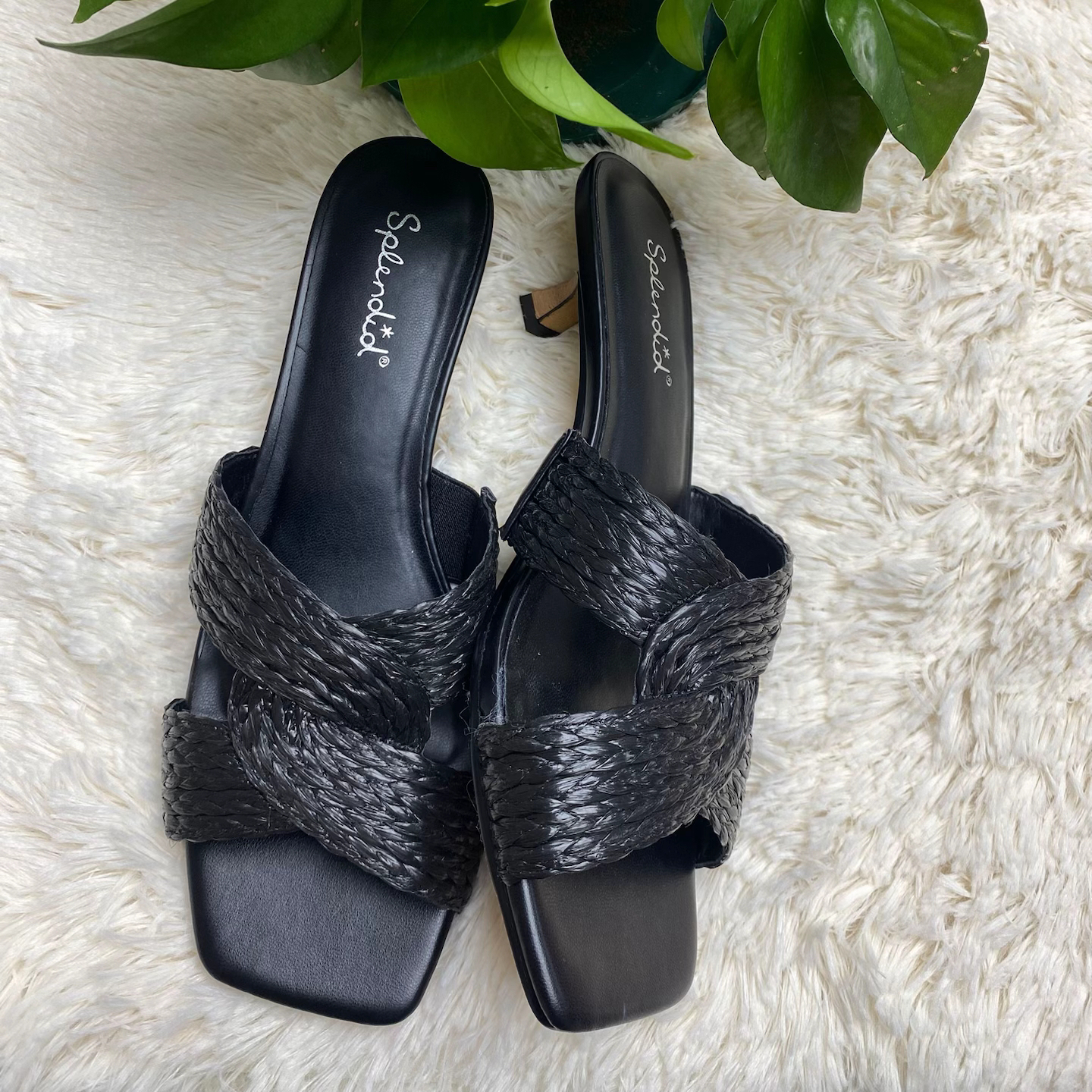 日系春夏夏天方头草编拖鞋女外穿度假风小众设计感凉鞋七十九时尚