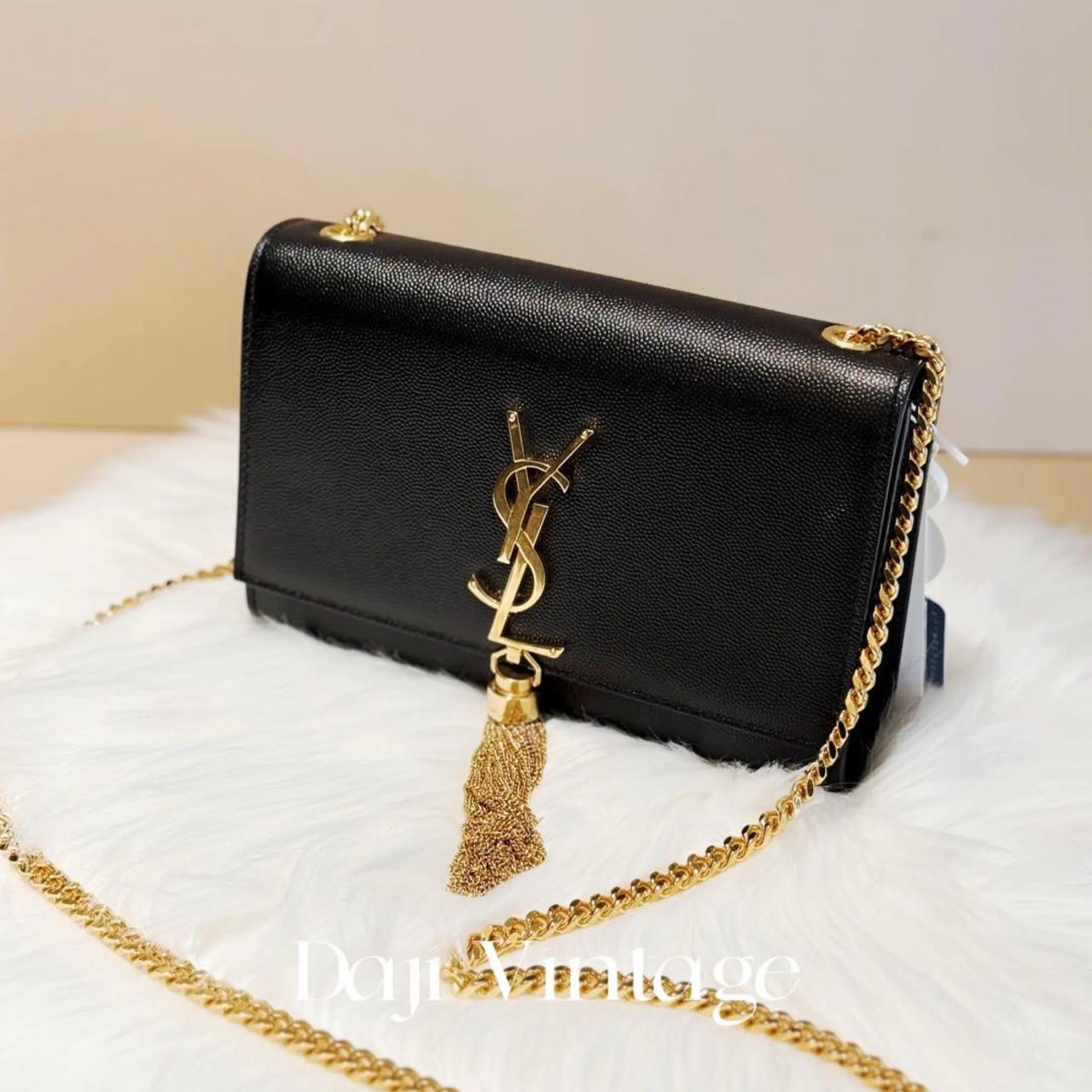 大吉中古/ysl圣罗兰小号粒面黑金流苏kate斜挎包