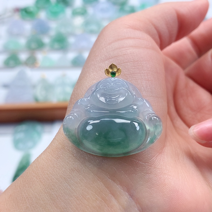 【闪购商品】翡翠吊坠(赠链)18K金镶嵌