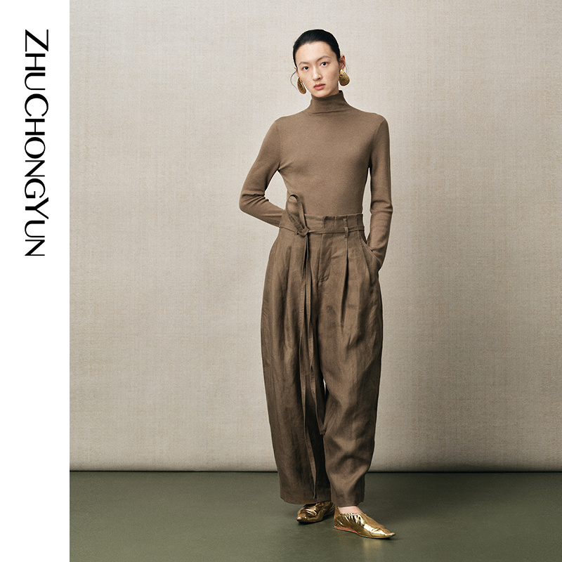 ZHUCHONGYUN冬高领修身版型针织上衣C1EG4892M