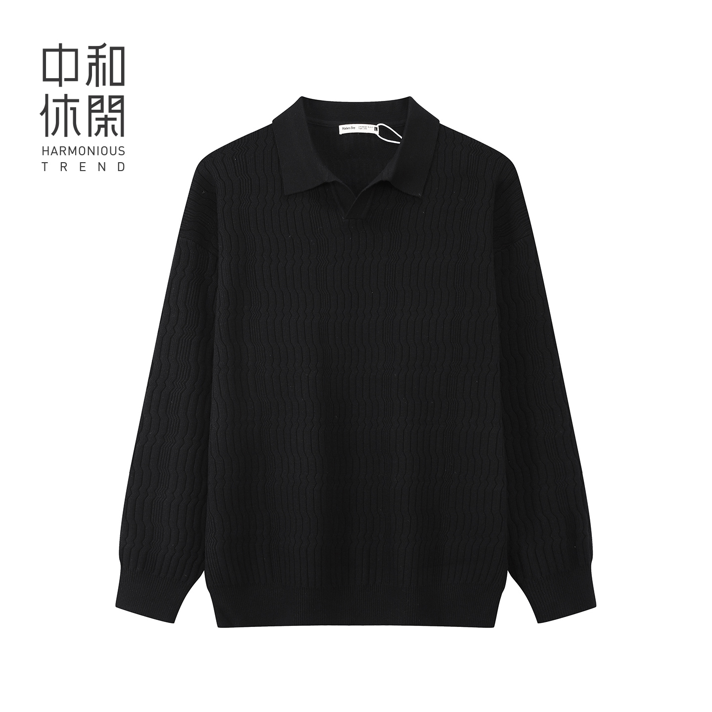 中和休闲翻领套头毛衣男2025冬季老钱风高端保暖上衣潮H74216441