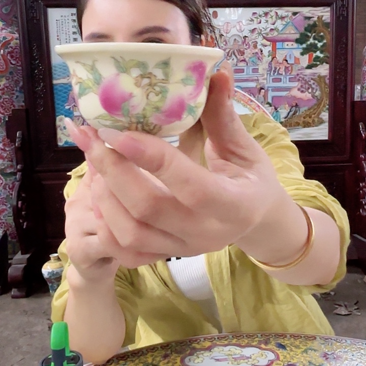 摆件景德镇高温陶瓷压手杯
