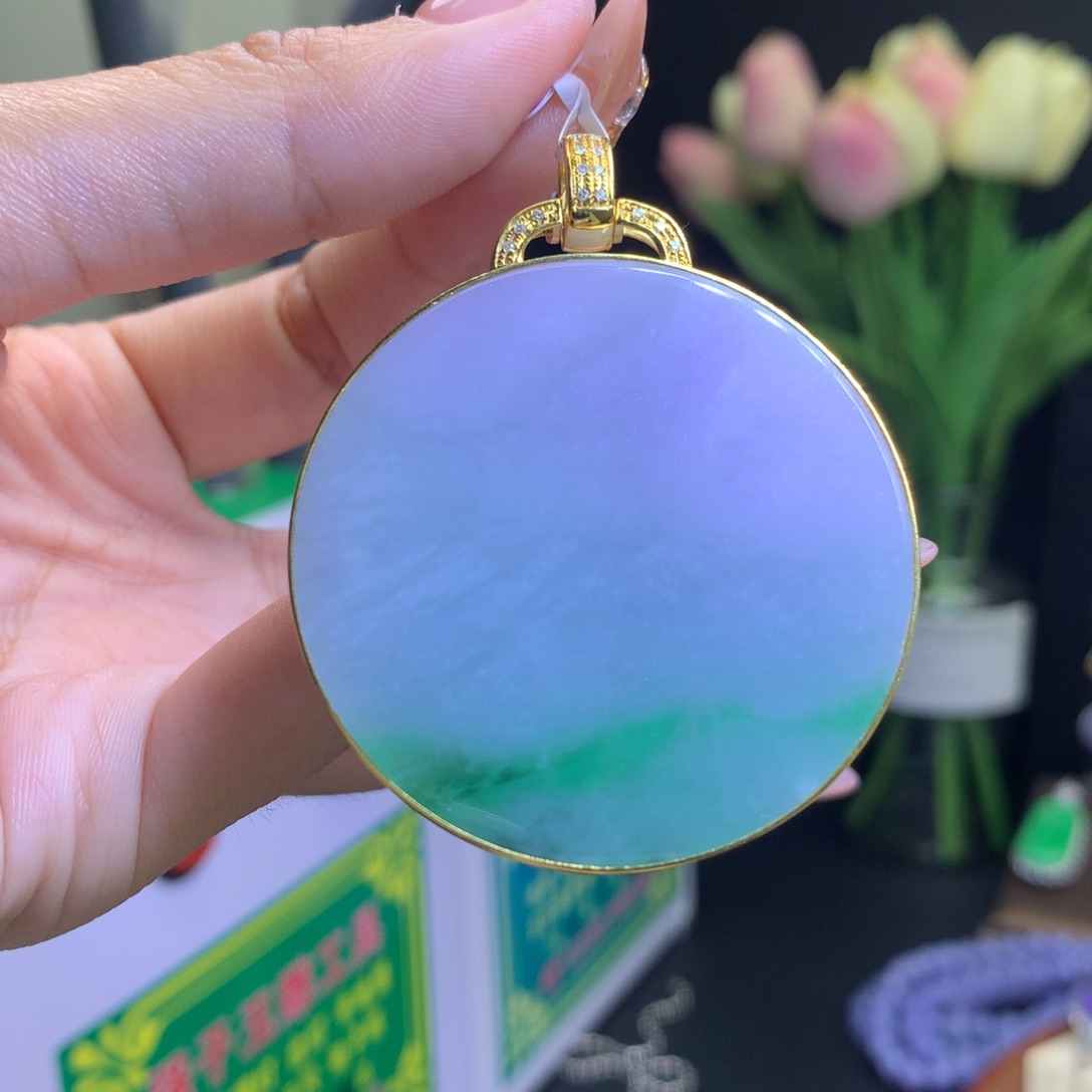 翡翠颈饰18K金镶嵌天然