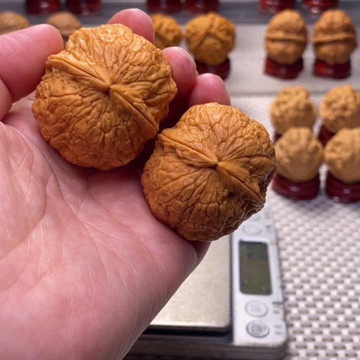 文玩核桃把件15金丝绣球