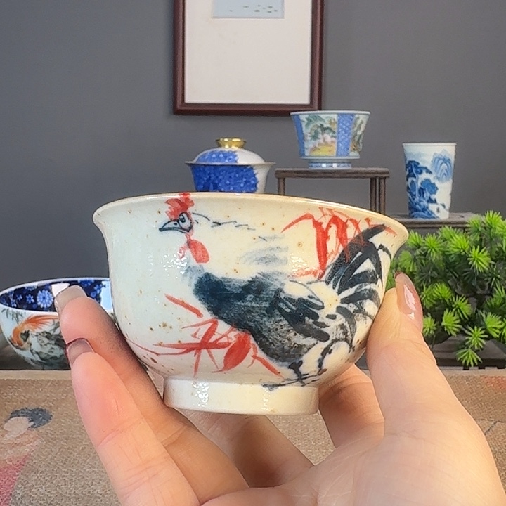 摆件景德柴烧多人茶杯