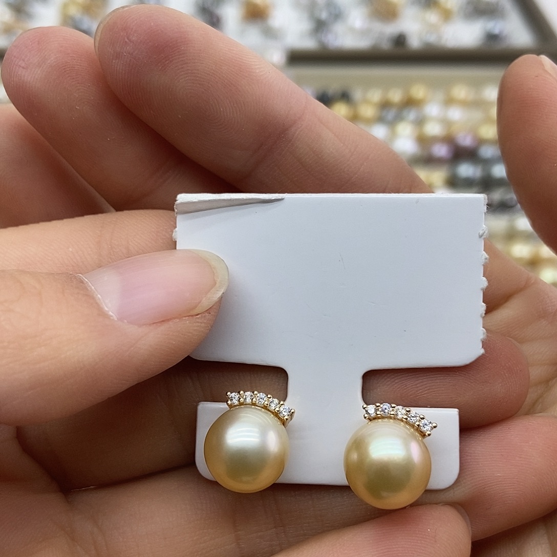 海水珍珠耳饰银S925镶嵌