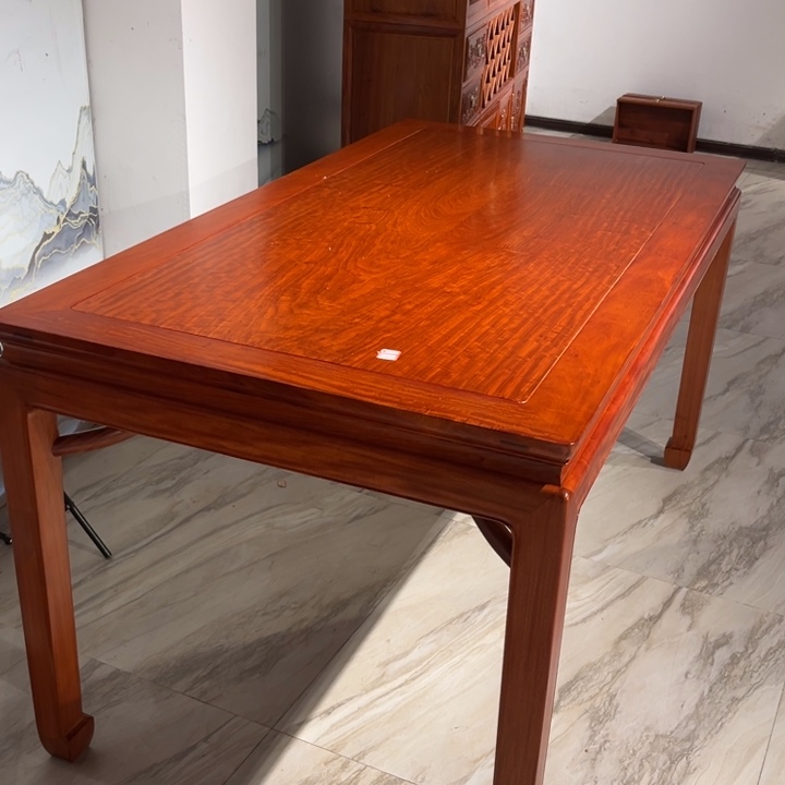 紫檀木类端景台@****光缅花马蹄桌7件套