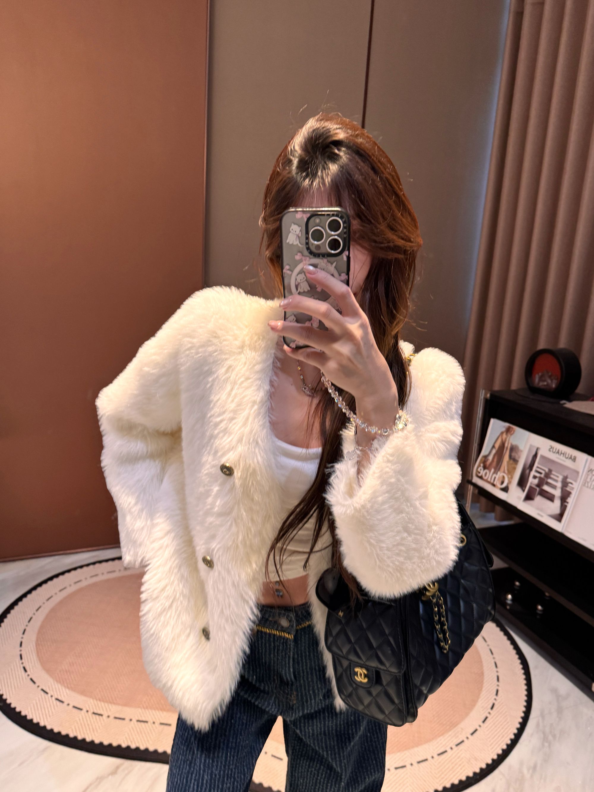 李馨儿【刁蛮公主】菱格长袖琥珀流光韩版小众百搭洋气外穿夹棉外套