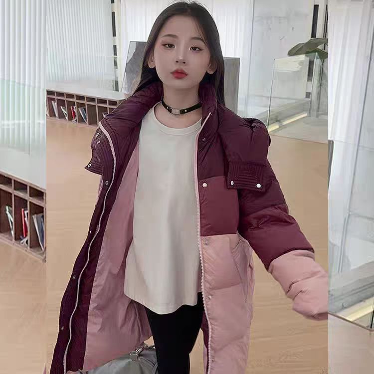 女童冬季长款白鸭绒羽绒服秋冬中大童小女孩时髦洋气儿童冬装外套