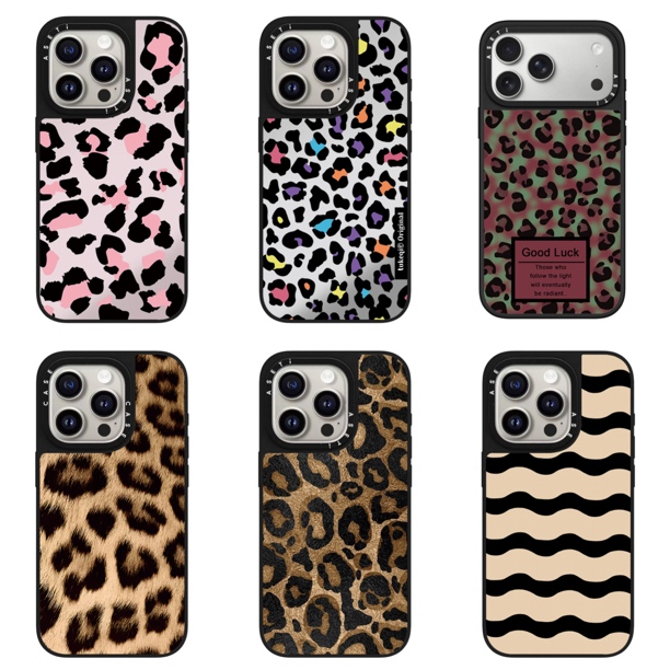 【高版磨砂黑边】Case粉豹纹磨砂镭射面苹果手机壳适用iPhone16/11