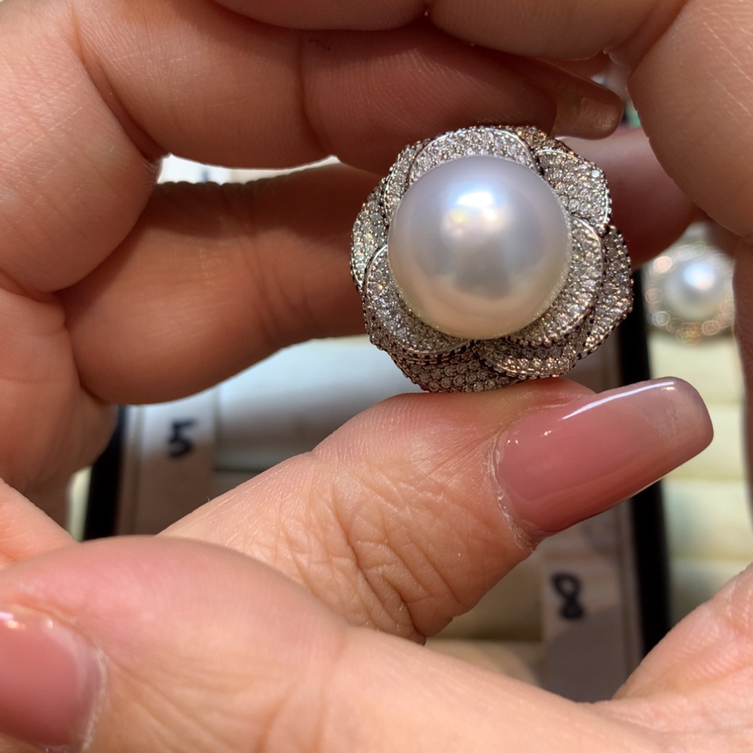 海水珍珠戒指银S925镶嵌