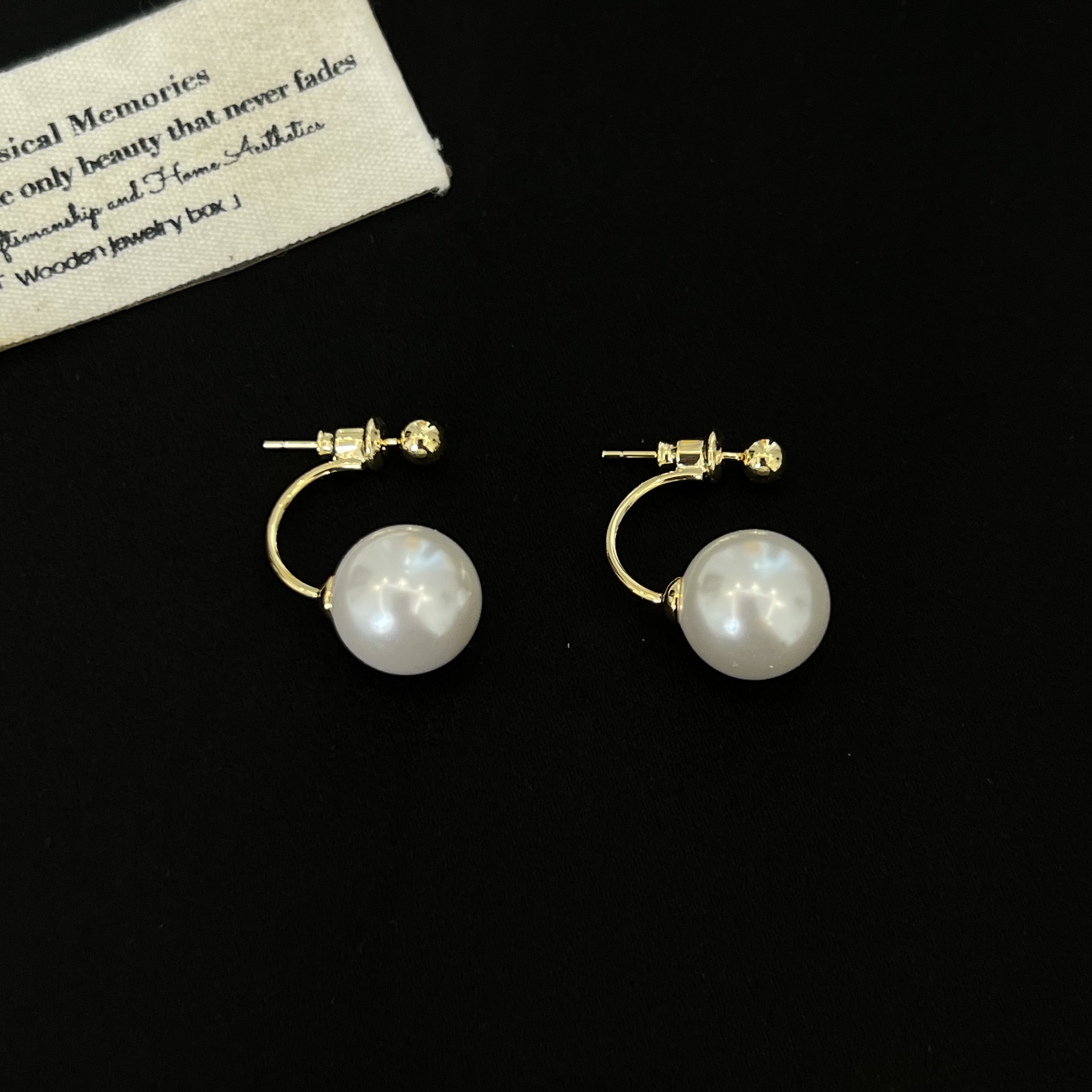 铜合金耳饰 法式百搭气质悬浮珠珠时尚耳环2728