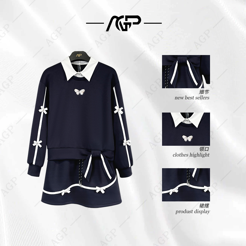 AGP-T83<秋款系列>设计师款|宽松版秋季长袖短裙休闲翻领