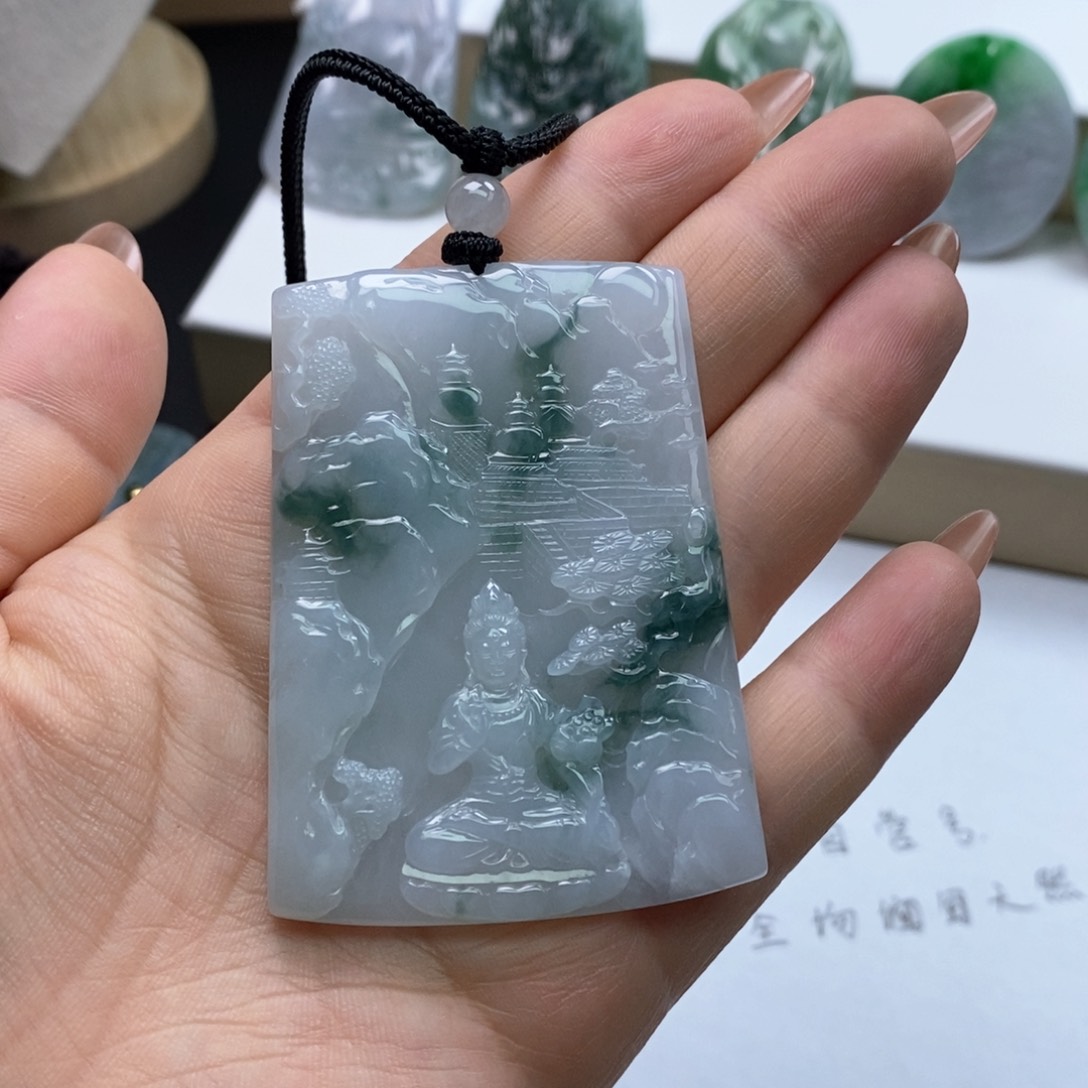 翡翠颈饰未镶嵌缅甸天然A货翡翠