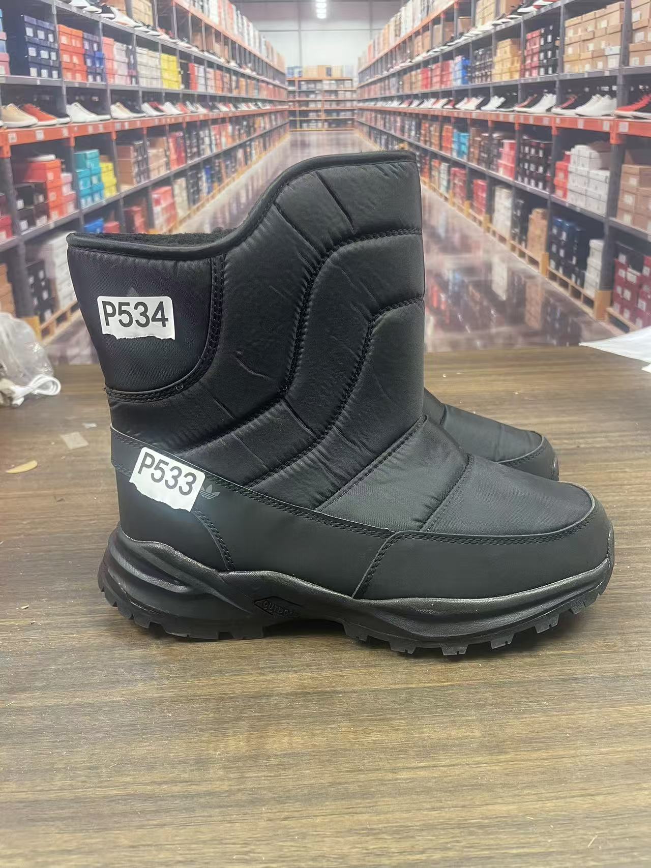 外贸断码高帮黑色拉链雪地靴保暖舒适加绒时尚雪地靴加厚防水