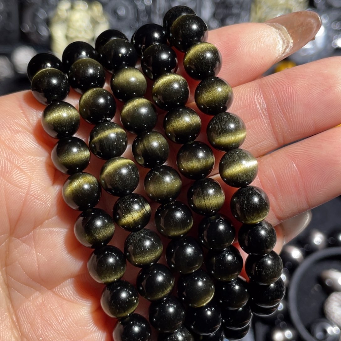 黑曜岩手串未镶嵌警**嫂108颗