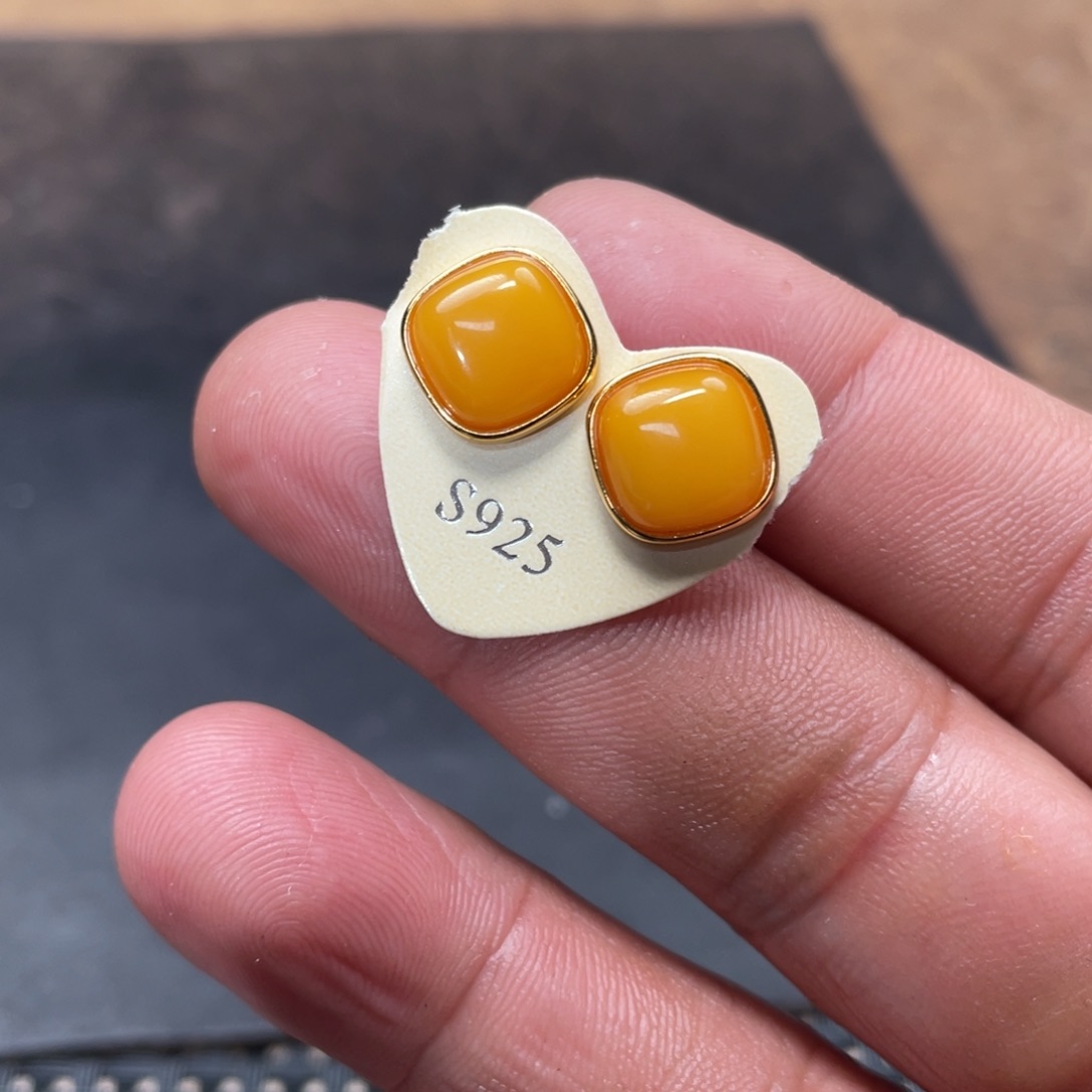 银S925镶嵌琥珀耳饰多样而发货拍一发一