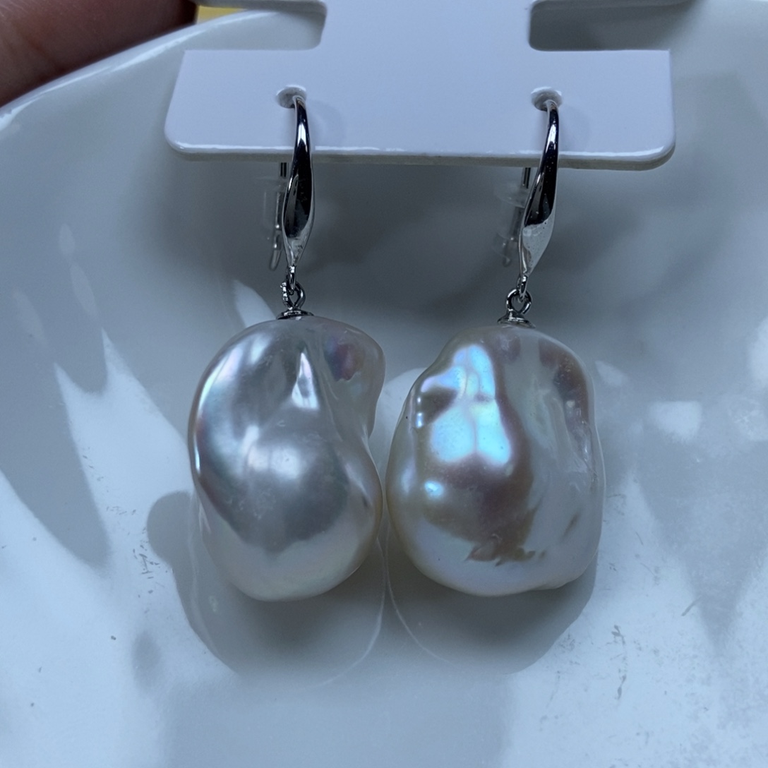 淡水珍珠耳环银S925镶嵌特价059
