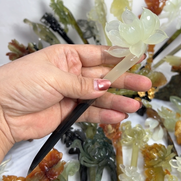 定制蛇纹石玉眉****心毛货发饰