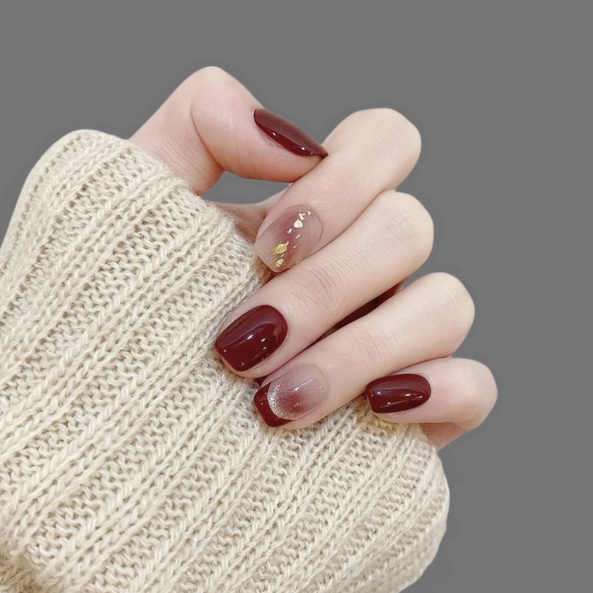 【车厘子红】美甲穿戴甲纯手工制作甲片短款中长款指甲油胶显手白款