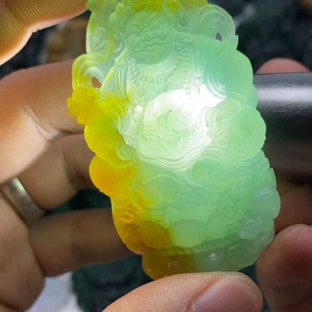 定制翡翠未镶嵌天然翡翠A货黄财神