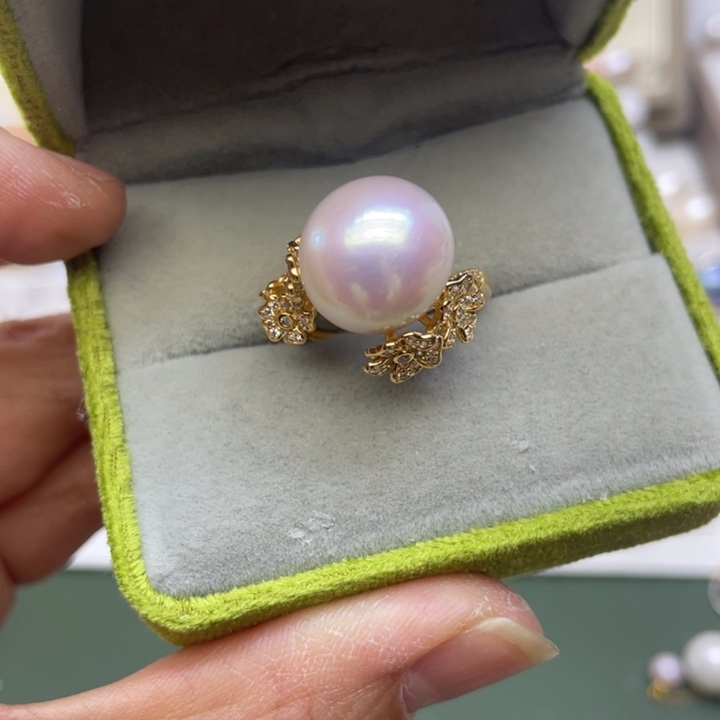 淡水珍珠戒指银S925镶嵌奢*