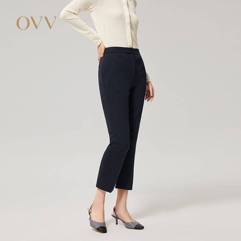 OVV秋冬新款女装经典保暖弹力针织羊毛通勤休闲裤GKCAJ32101A