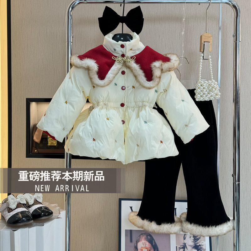 女童冬装2025新款棉服外套小女孩洋气时尚加厚棉衣儿童气质两件套