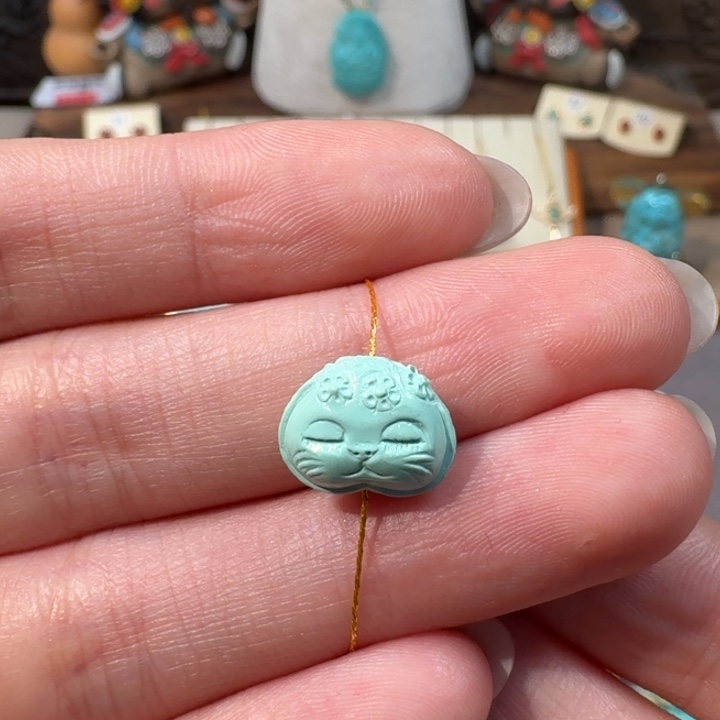 绿松石未镶嵌猫咪配饰