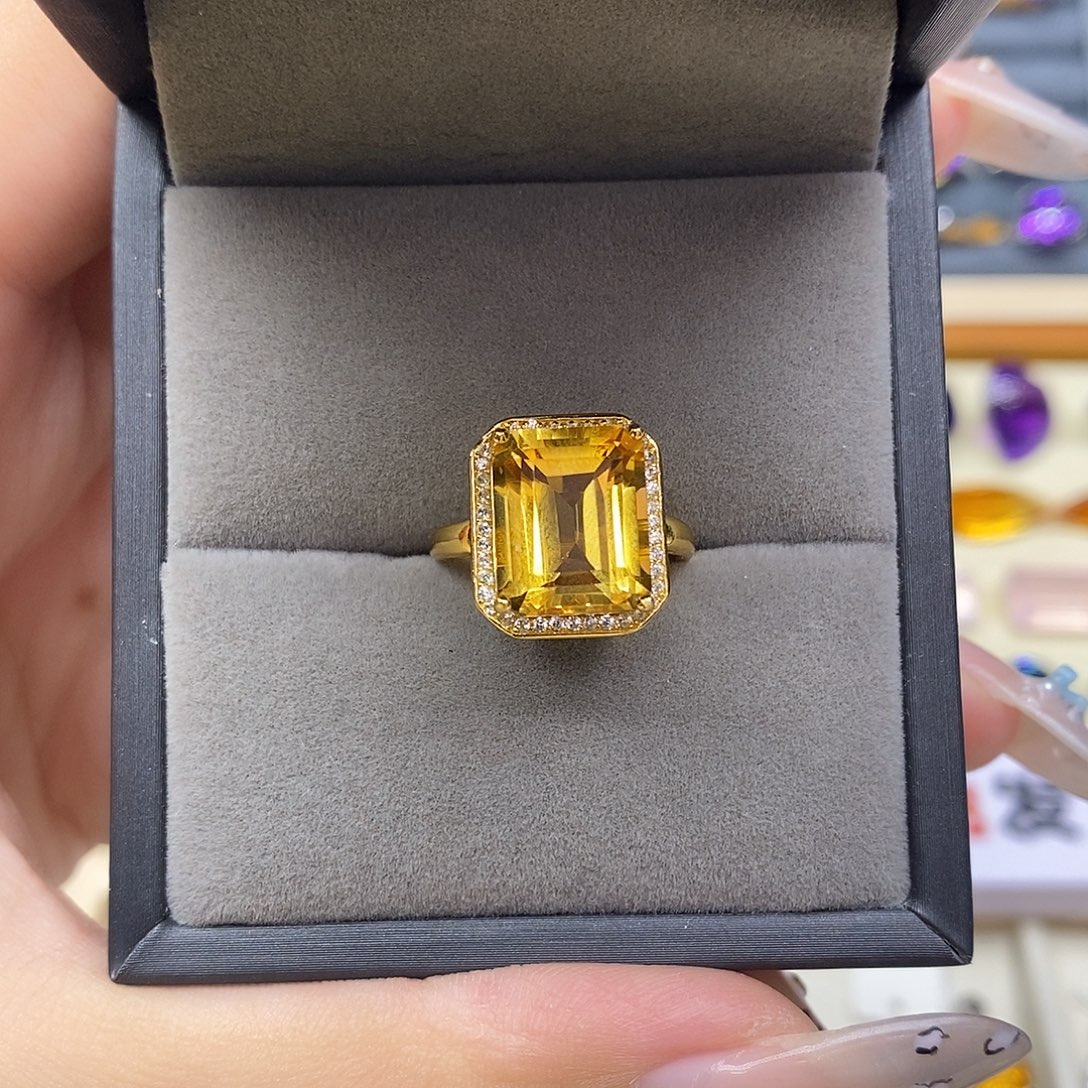 林***神银S925镶嵌珠宝半成品黄晶Q