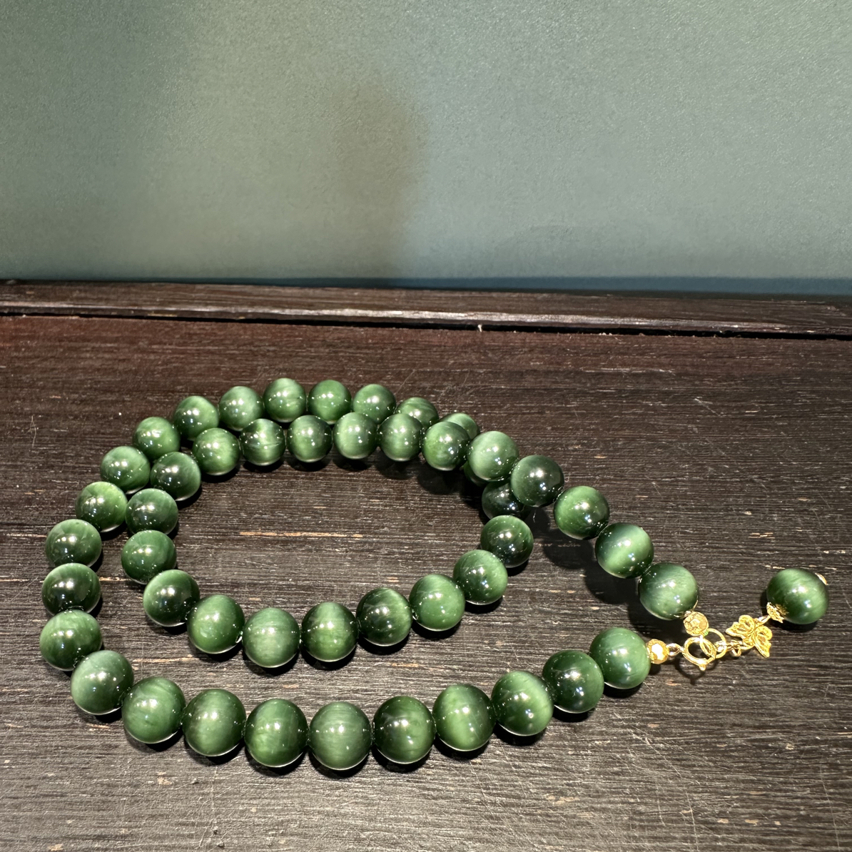 18K金典藏高货猫眼碧玉美人链