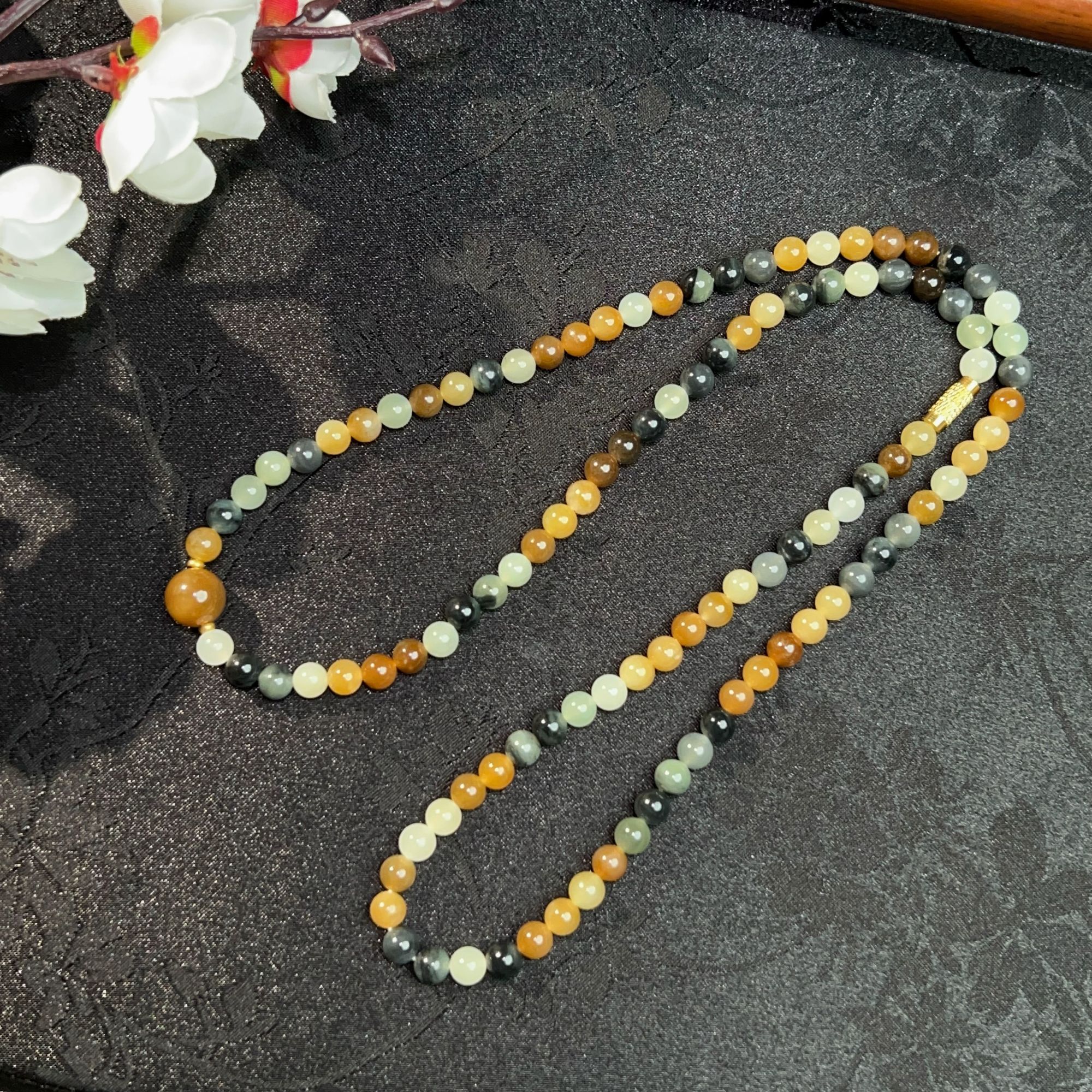 天然和田玉6mm深色楼兰108项链YJ-2510（多样性发货）