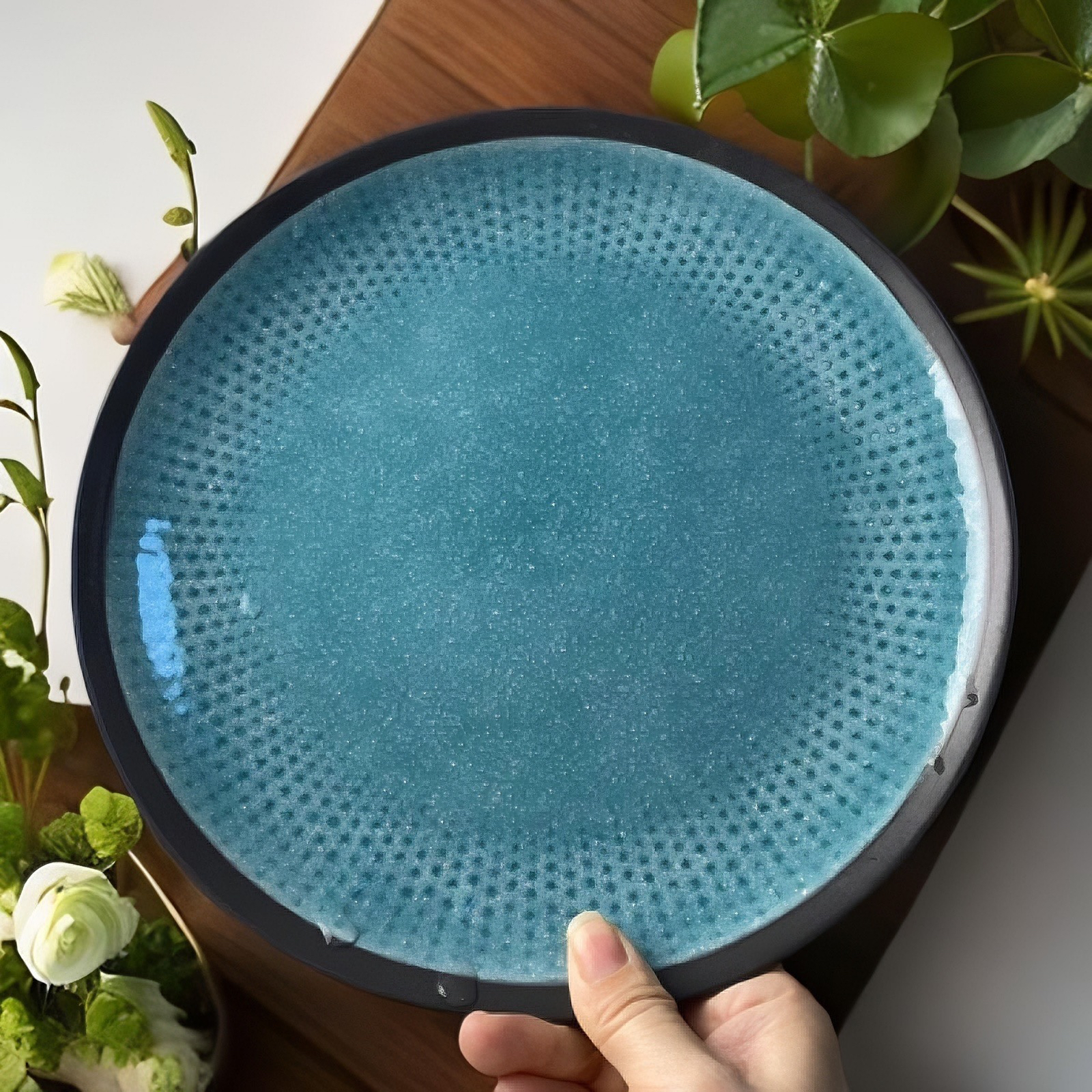 189默认微瑕复古蓝色大盘10.3英寸26.16cm盘子餐盘陶瓷菜盘圆盘