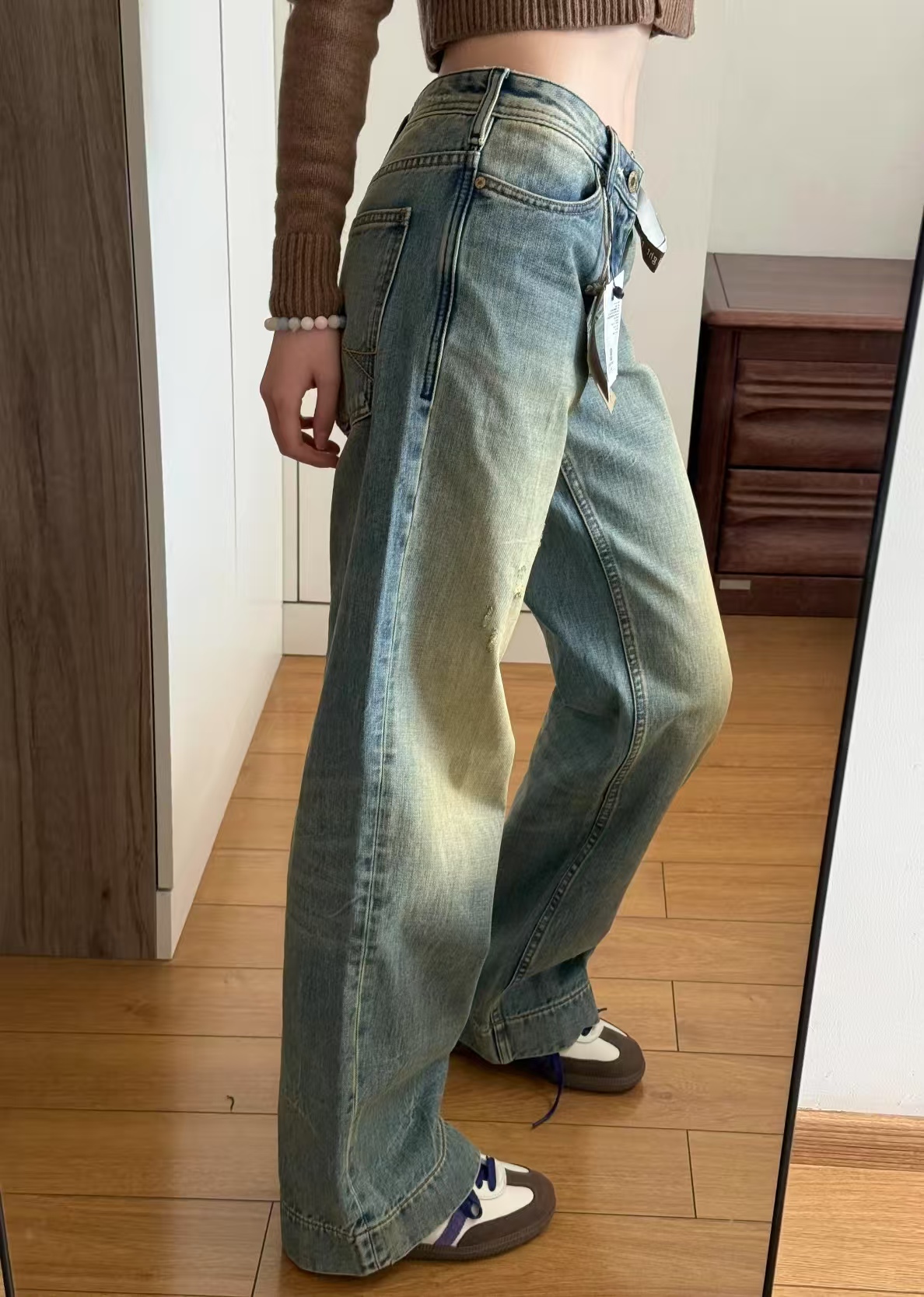 C019胖头牛仔裤2025早春新款