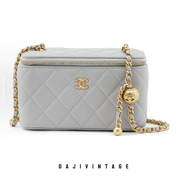 大吉中古/Chanel灰色金球长盒子斜挎包